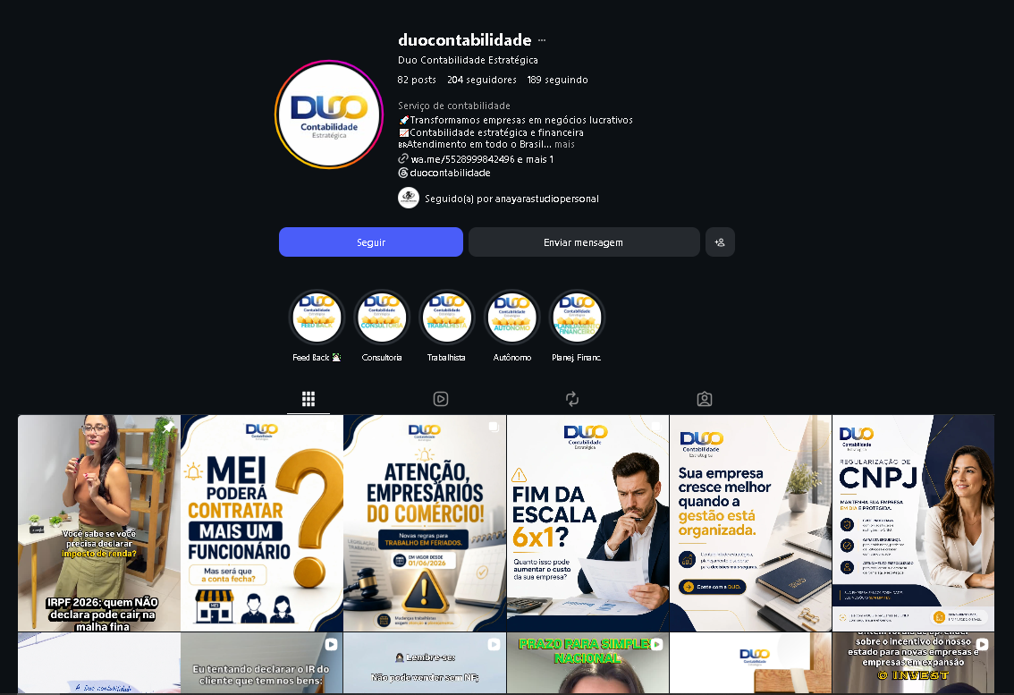Estrutura de perfil profissional para redes sociais pela LS Agência